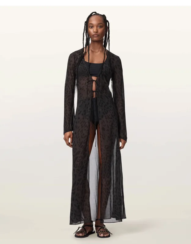 Zalia Monochromatic Animal Print Maxi Dress