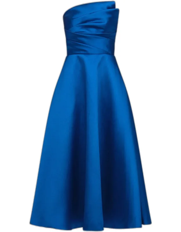 Pleated Strapless Cocktail Dress