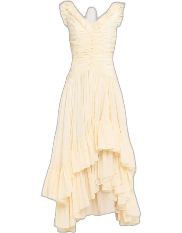 Ruffled V-neck Maxi Dress
