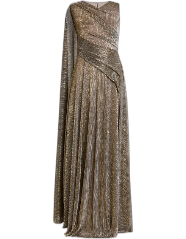 Draped Sleeveless Evening Dress