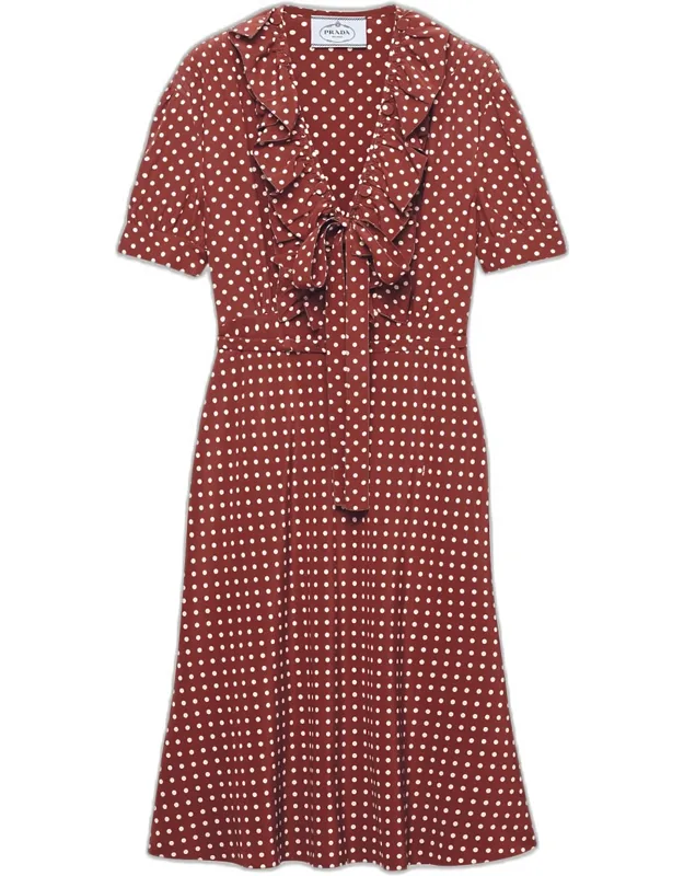 Polka Dot Silk Midi Dress
