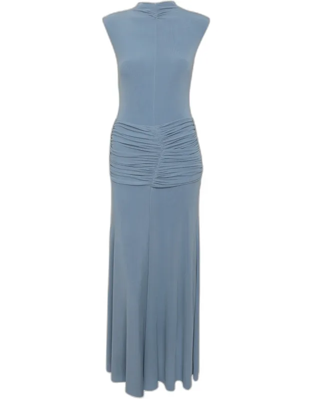 Jersey Knit Ruched Maxi Dress