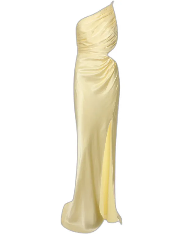 Asymmetrical Gathered Maxi Dress