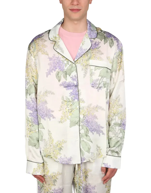 "pajamas Shirt With Reverse Collar And Mother Of Pearl Buttons"