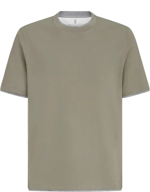 Cotton-jersey Crew-neck T-shirt With Faux-layering