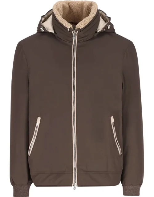 Shearling-collar Hooded Jacket