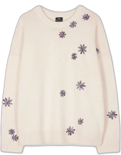 Knitted Chamomile Floral Embroidered Sweater