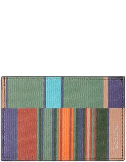 Seasonal Stripe Leather Card Holder