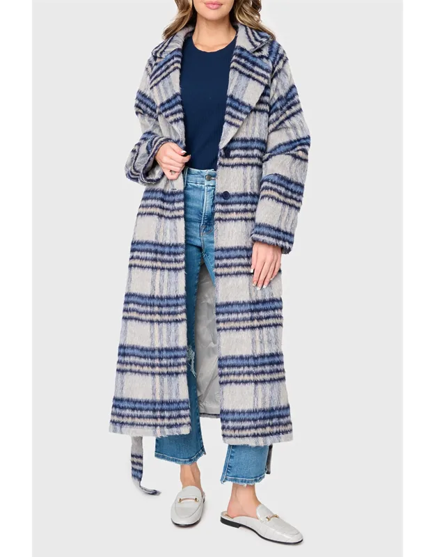 Long Sleeve Coat In Plaid