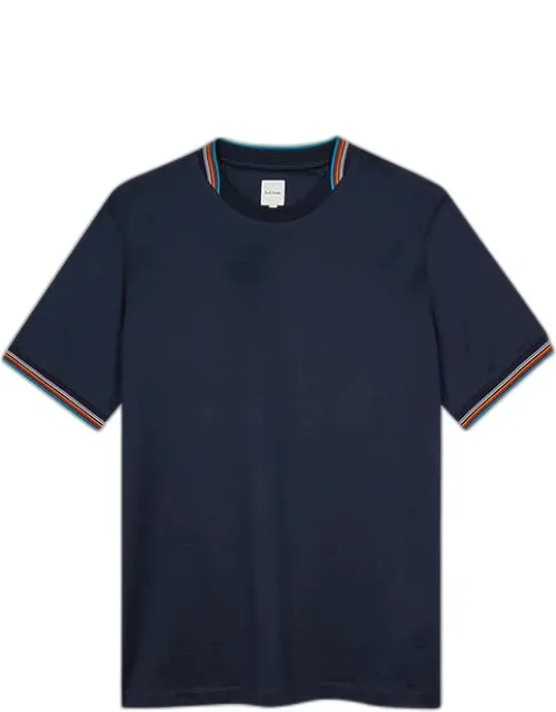 Mercerised Cotton 'signature Stripe' Trim T-shirt