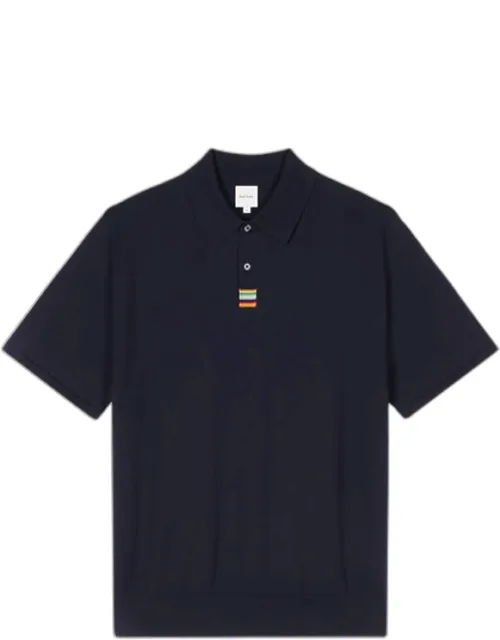 Organic Cotton 'signature Stripe' Knitted Polo Shirt