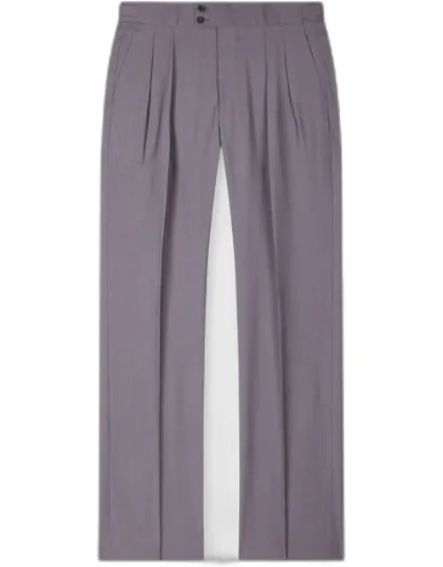 Overdyed Melange Wool Pleated Trousers