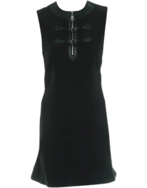 Leather-trim Sleeveless Dress