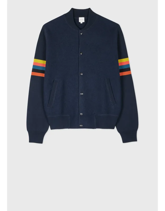 Merino Wool 'artist Stripe' Bomber Jacket
