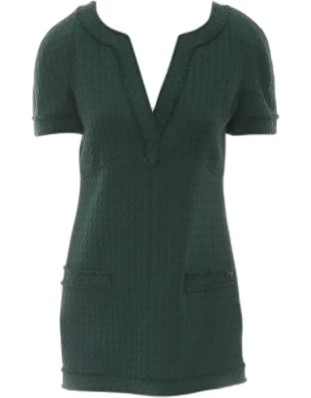 V-neck Short Sleeve Tunic Mini Dress