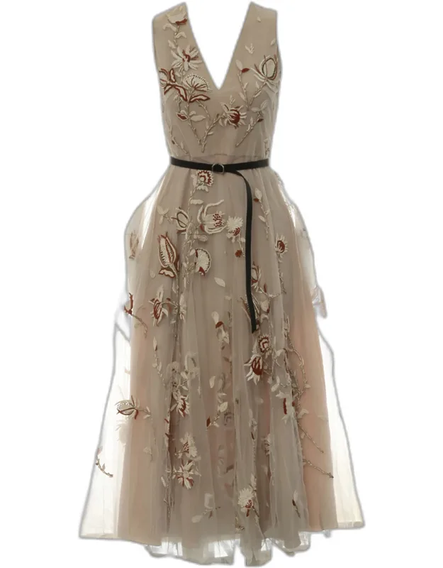 Mesh Embroidered Sleeveless Dress