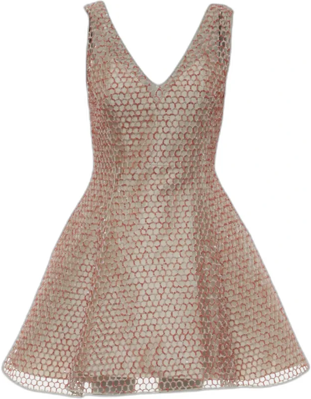 Geometric Sequin Mesh Cocktail Dress