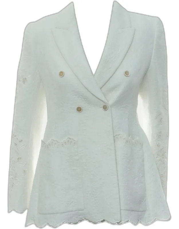 Double Breasted Broderie Anglaise Cloqué Blazer