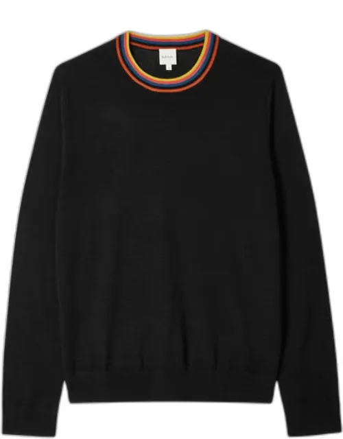 Artist Stripe Trim Merino Wool Sweater