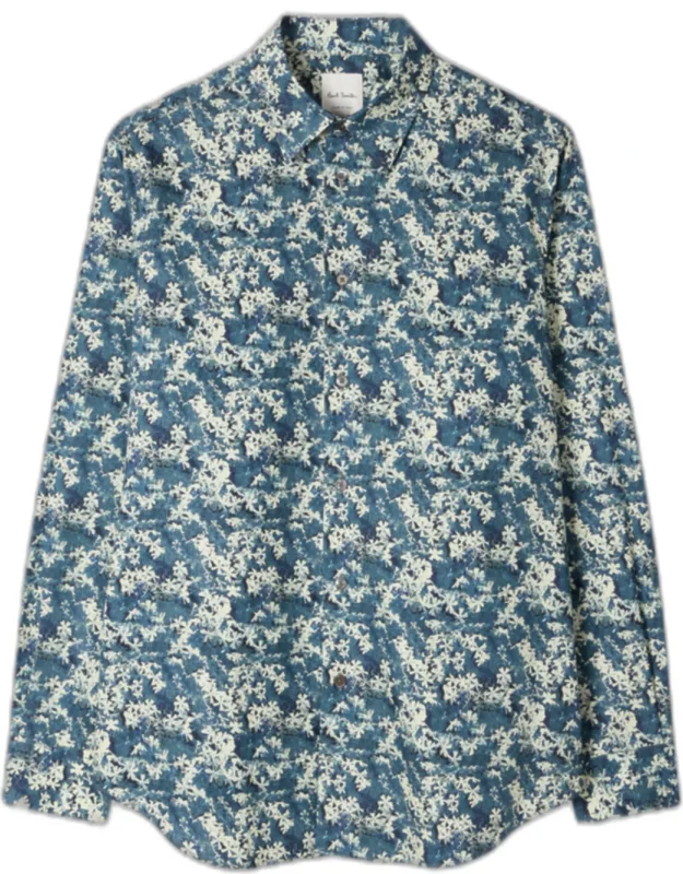 Indigo Flower Print Shirt