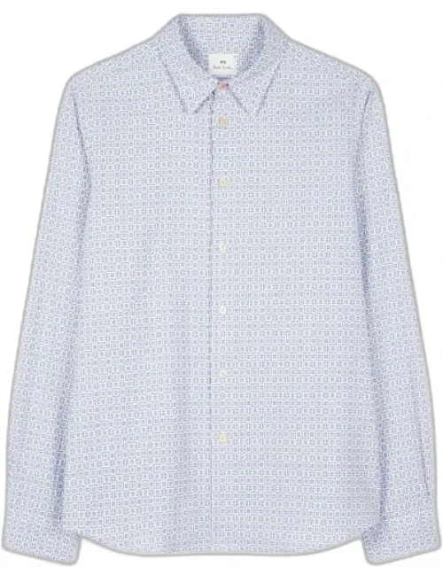 Tailored-fit Geometric Dobby Cotton Shirt