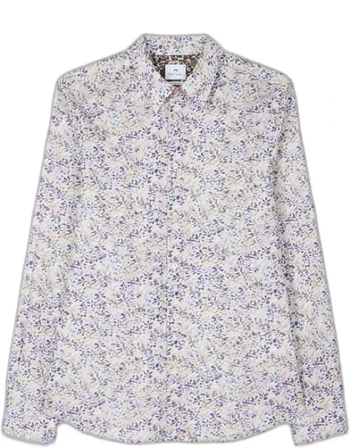 Tailored-fit Textured Floral Print Shirt