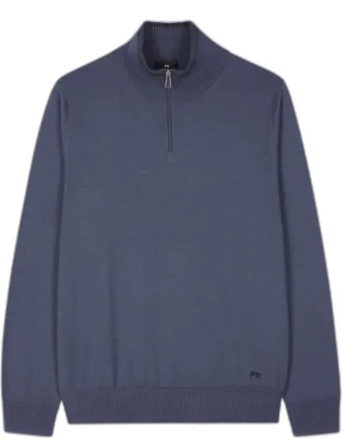 Washed Merino Wool Half-zip Sweater