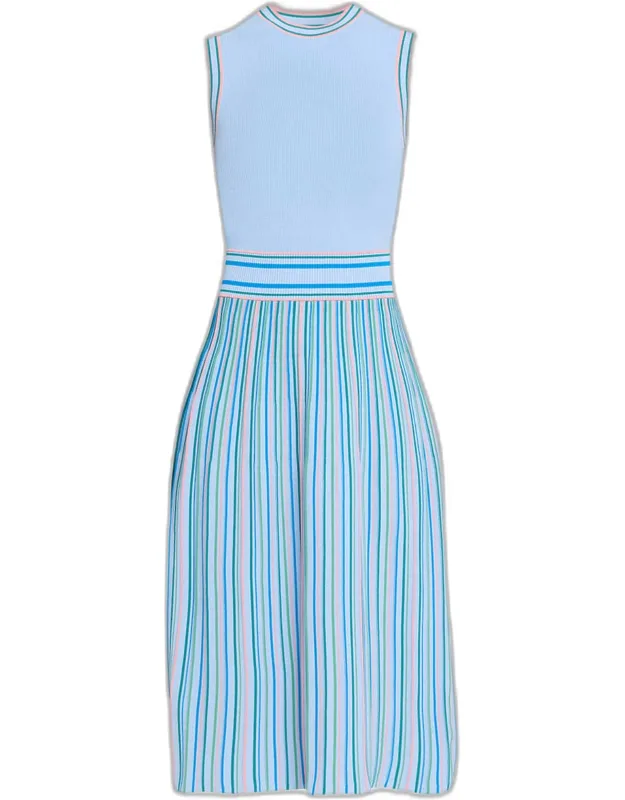 Sleeveless Striped Knit Midi Dress