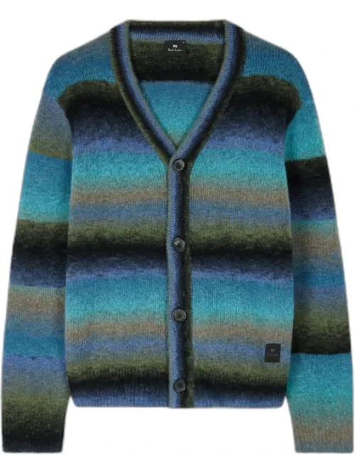 Faded Stripe Merino Wool-blend Cardigan
