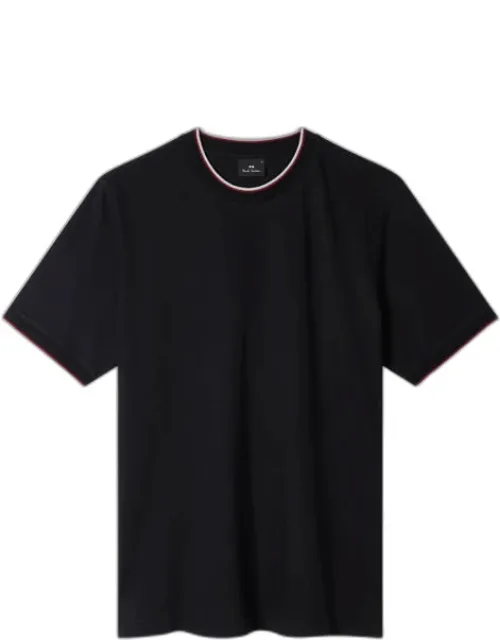 T-shirt With Stripe Collar Trim