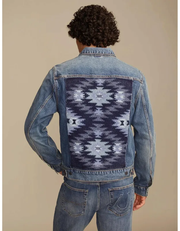Frontier Denim Jacket With Sweater Back Panel