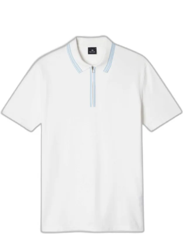 Zip-neck Polo Shirt With Contrast Tipping