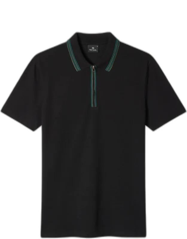 Zip Neck Stretch-cotton Polo Shirt