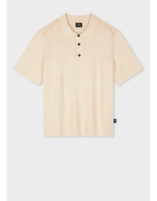 Floral Jacquard Short Sleeve Knitted Polo Shirt