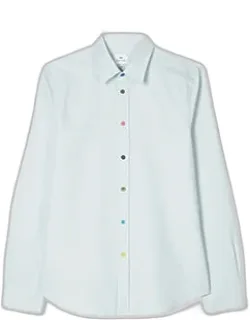 Tailored-fit Cotton Shirt With 'sports Stripe' Buttons