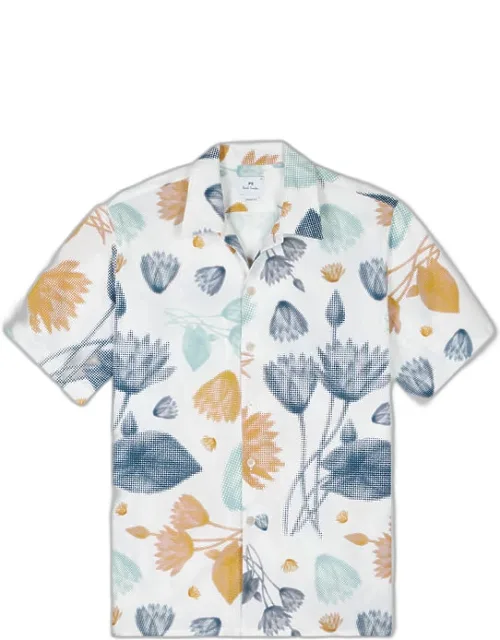 Half Tone Floral Cotton Short-sleeve Shirt