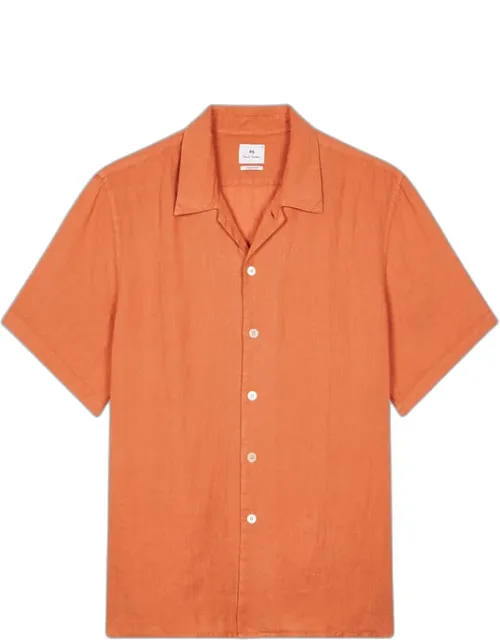 Washed Linen Short-sleeve Shirt