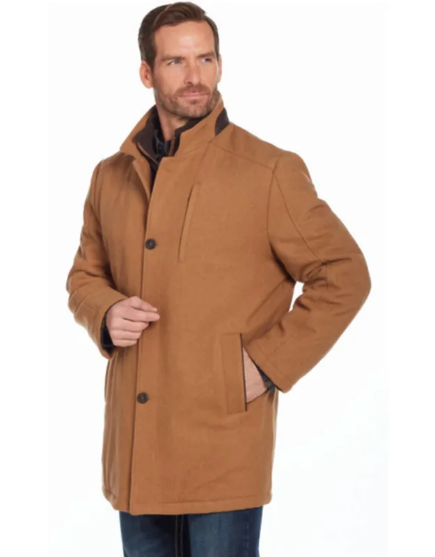 Melton Zip And Button Front Coat
