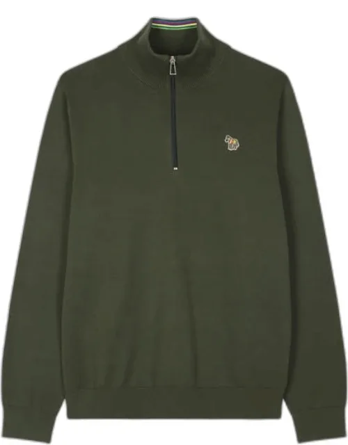 Organic Cotton Half Zip Zebra Logo Sweater