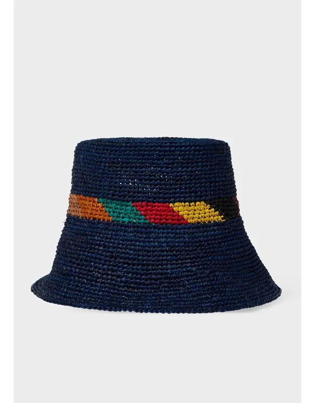 Signature Stripe Trim Straw Hat