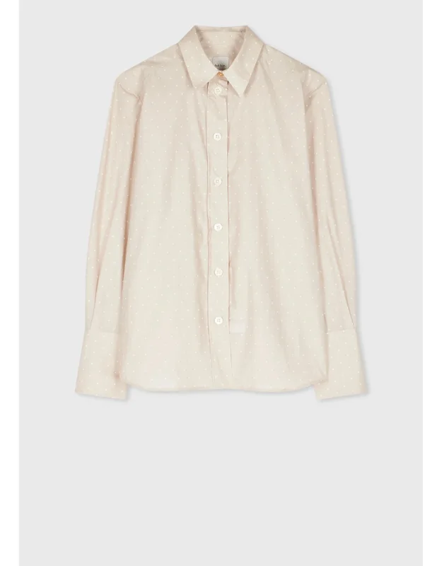 Relaxed-fit Sand Polka Dot Cotton Poplin Shirt