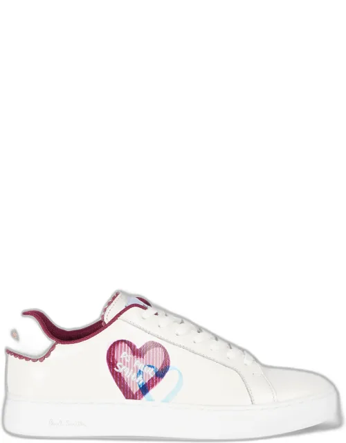 White Leather 'scribble Heart' 'lapin' Trainers