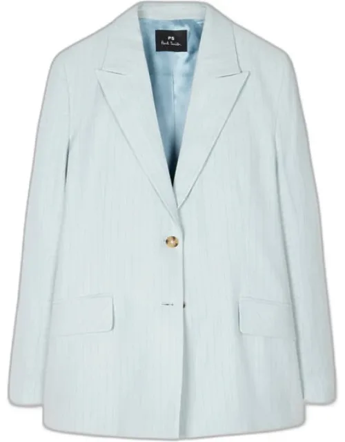 Light Blue Pinstripe Two-button Blazer