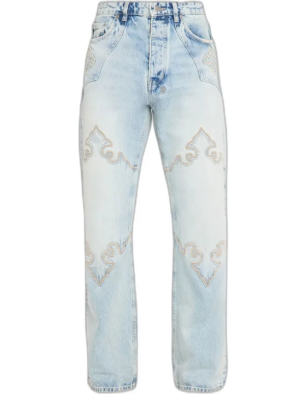 Toro Kristal Damask-embroidered Straight Leg Jeans