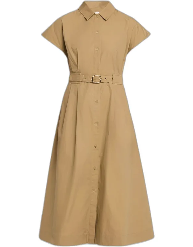Belted A-line Midi Dress