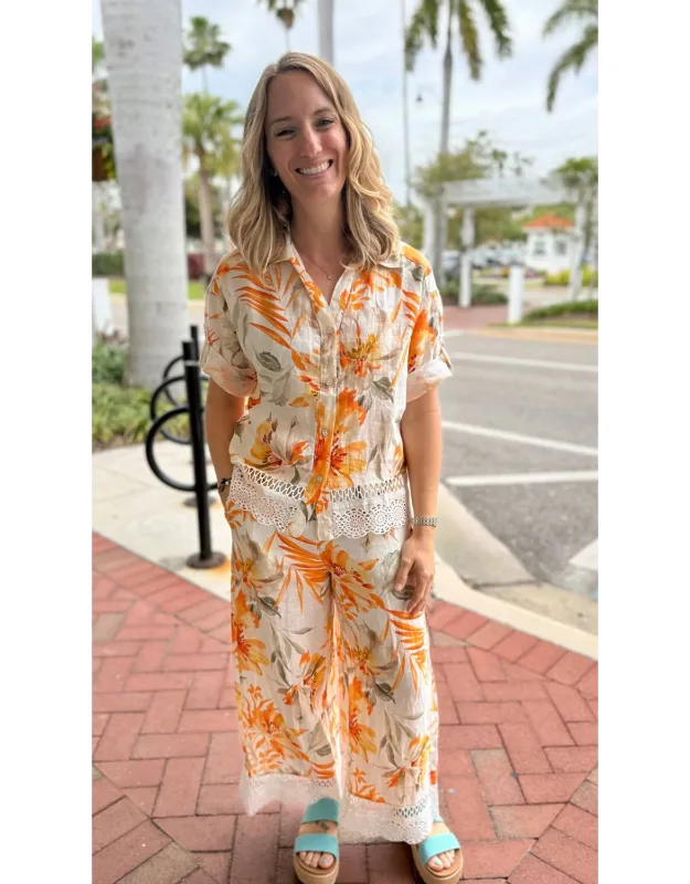 Linen Print Blouse