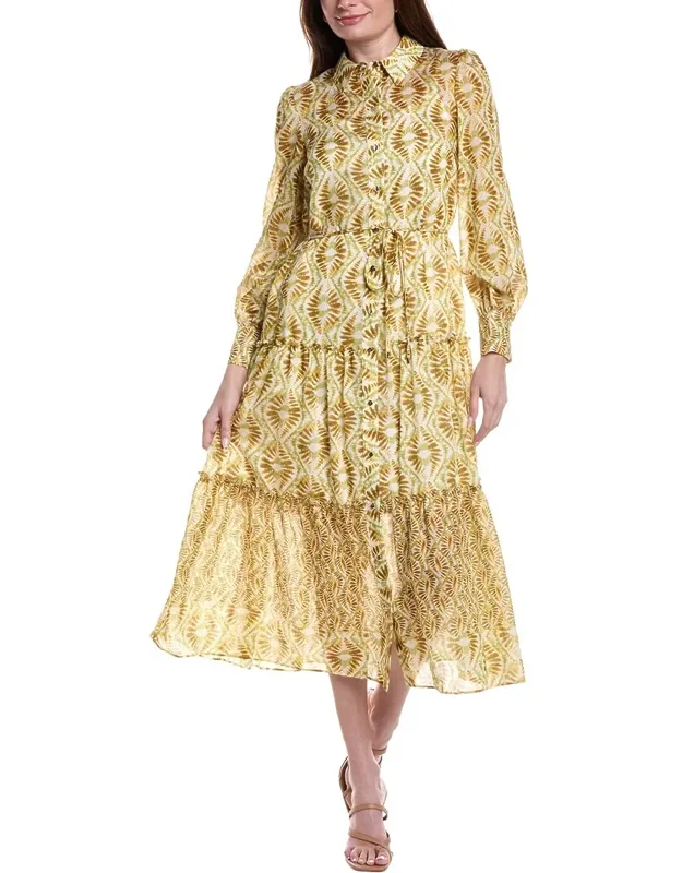 Printed Baja Linen-blend Midi Dress