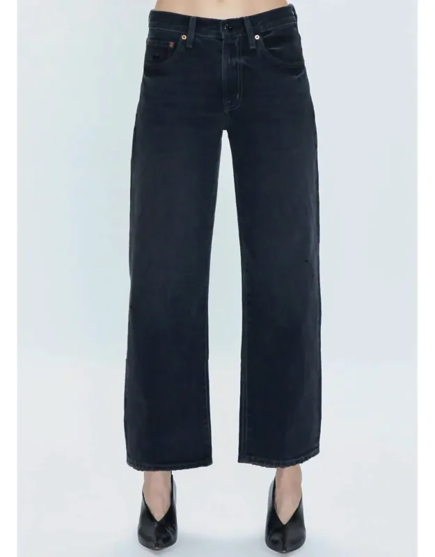 Mid Rise Bowed Straight Jeans