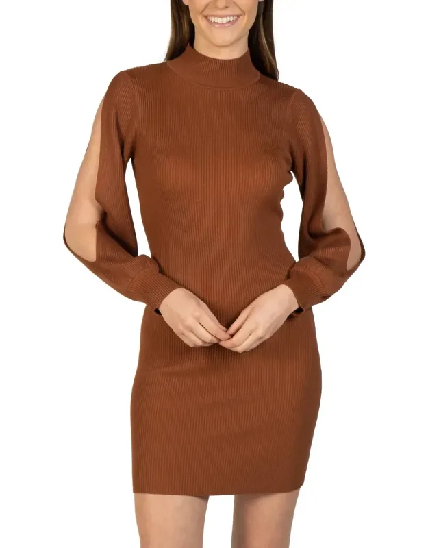 Bubble Sleeve Knit Mini Dress
