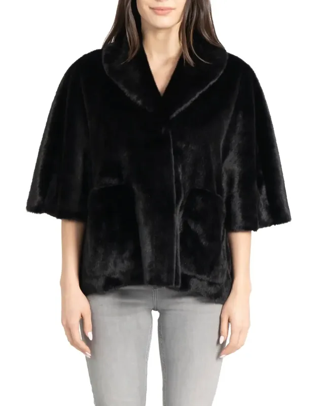 Faux Fur Topper Cape Coat